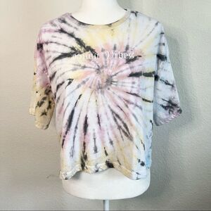 Streetwear Society Tie Dye Good Vibes Cropped Shirt L